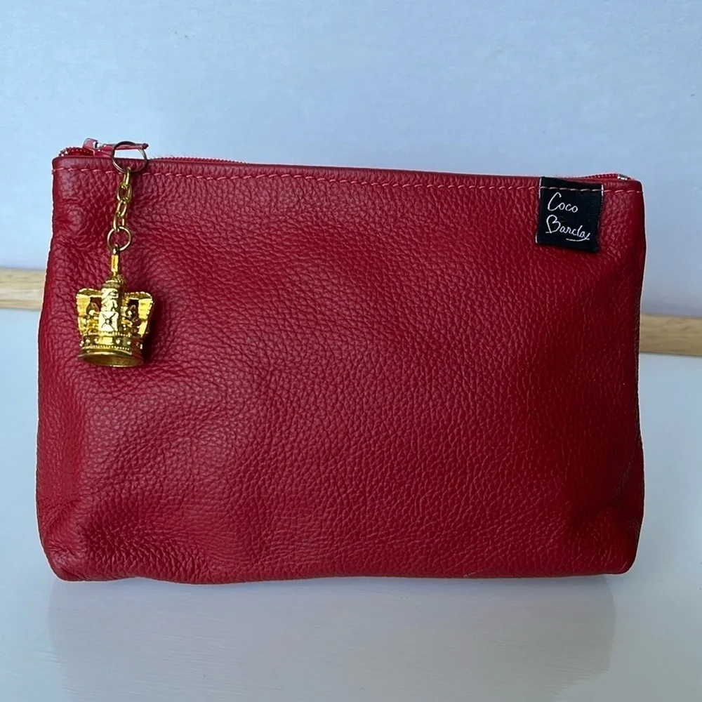 Coco Barclay Red Pebbled Leather Pouch